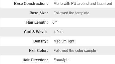 High Quality Mens Hairpiece Mono PU Back Sides Lace Front with Dye After Front