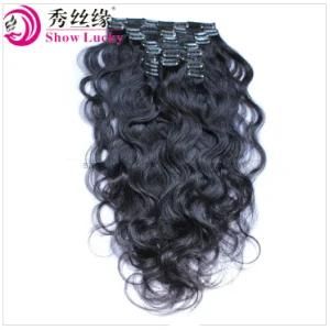 Wholesale High Quality Virgin Remy Human Hair Mongolian Clip in Hair Body Wave Weft Factory