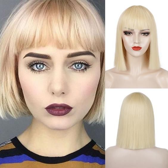 Kbeth Ombre Human Hair Wig 13*4 Lace Frontal Bob Summer 613 Cool Soft Custom Brown Remy Lace Frontal 1b/27 Short Length Straight Lady Wigs with Bangs