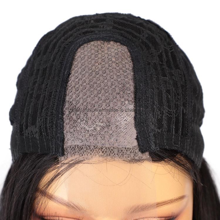 16inch Black Short Silky Straight Heat Resistant Synthetic Fiber Lace Bob Wigs
