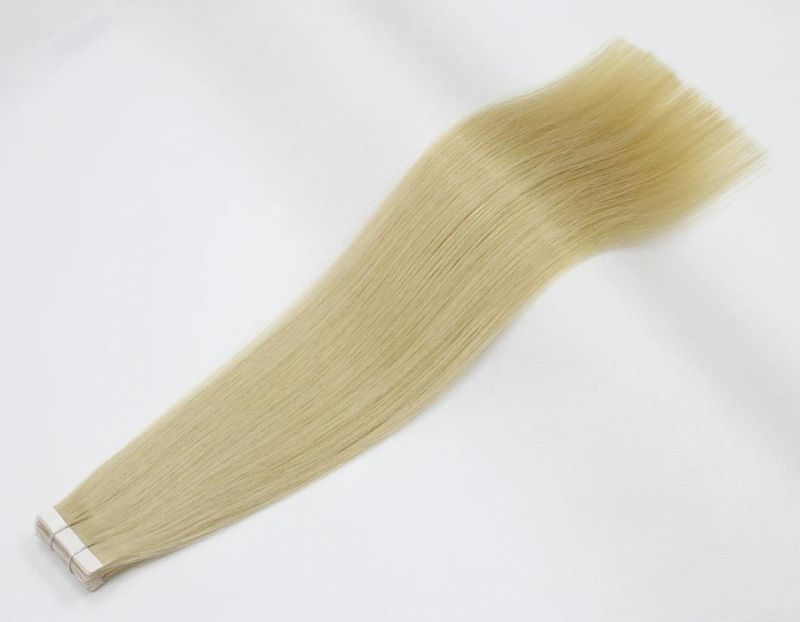 Tape in Extensions Brazilian Straight Human Hair Bundles 613 Color Remy Human Hair Extensions