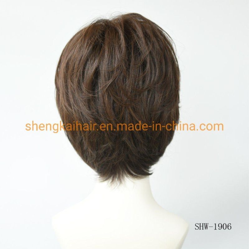 Wholesale Premium Quality Full Handtied Human Synthetic Hair Mixed Medical Use Hair Wig for Women