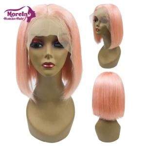 Morein Bob Style Pink Lace Frontal Wigs Brazilian Virgin Remy Human Hair Wig Lace Front Short Bob Wigs for Black Women