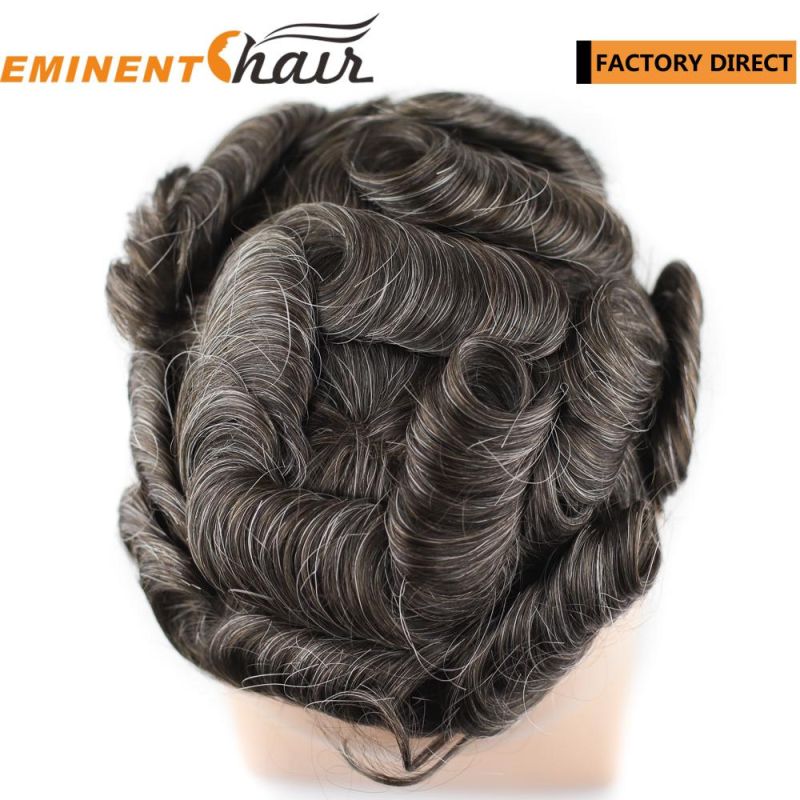 Factory Direct Natural Hairline Lace Front Indian Hair Men′s Hairpiece