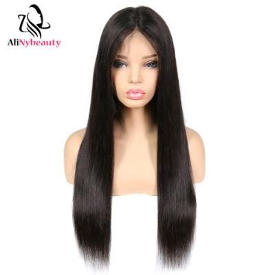 Wholesale Natural Unprocessed Virgin Silky Human Hair Transparent Full Lace Wig with Baby Hair