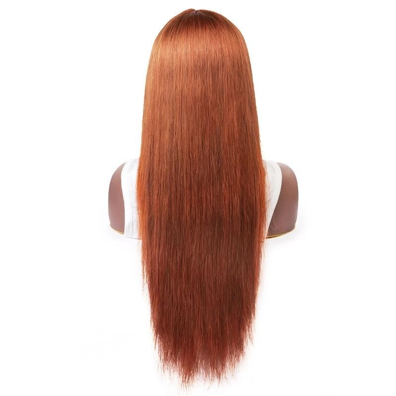 Factory Wholesale Straight Unprocessed Natural Beautiful Long Straight Human Wigs with Bangs Ombre Gingerj#