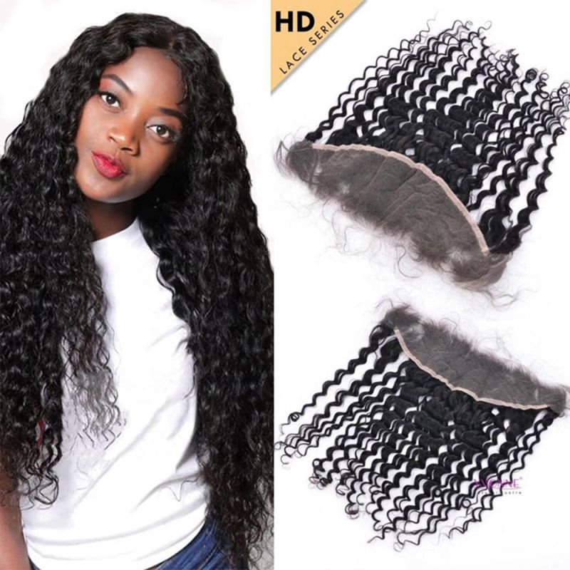 Kbeth Wholesale Factory Price Raw Cuticle Aligned Virgin Deep Wave Human Hair Lace Frontal Toupee 13X4 HD Swiss Lace Toupee with Baby Hair
