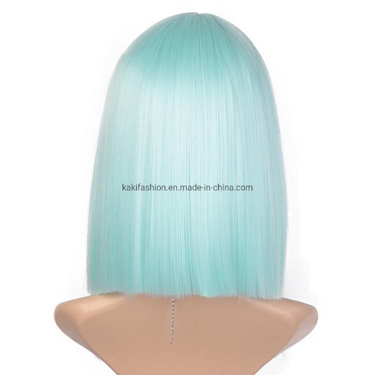 Heat Resistant Synthetic Fiber Hair Wigs for White Black Women Short Middle Part Straight Nature Bob Wigs