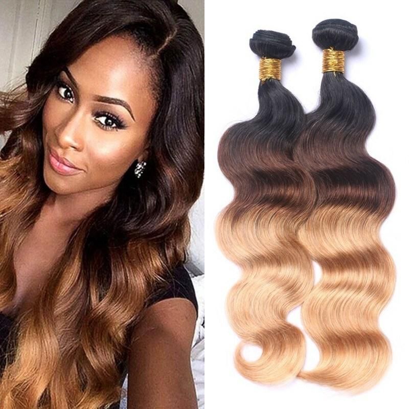 Kbeth Ombre Hair Weave for Black Ladies 2021 Fashion 11A Custom Accept 613 Brown Two Tone 18inch Body Wave Human Hair Bundles Ready to Ship