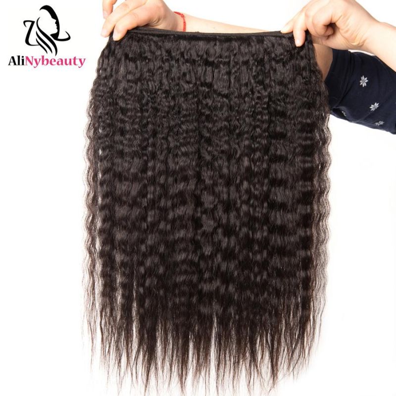 Alinybeauty Fashion Kinky Straight Brazilian Hair Bundles with Lace Closure