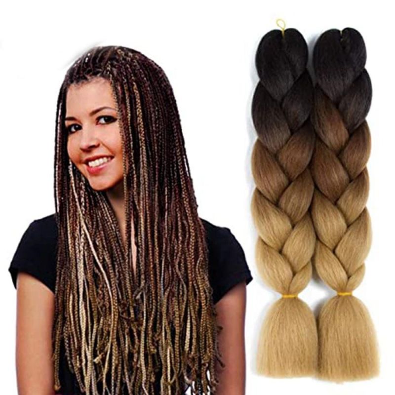 Kbeth Synthetic Hair Ombre Braiding Pre Stretched Expression Jumbo Hair Braid Crochet Braids for African Hair Extensions in Stock