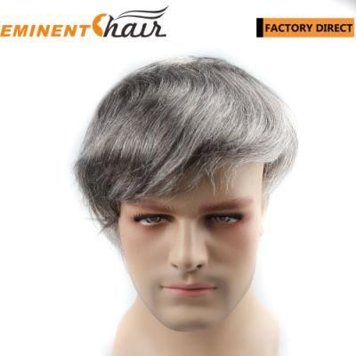 Lace Front Human Grey Hair Toupee for Men