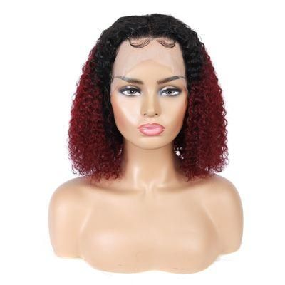 Kbeth Color Human Hair Wigs for Black Women 2021 Summer Fashion 100% Virgin Remy Kinky Curly Short Bob 12 Inch Lace Frontal Wig Wholesale