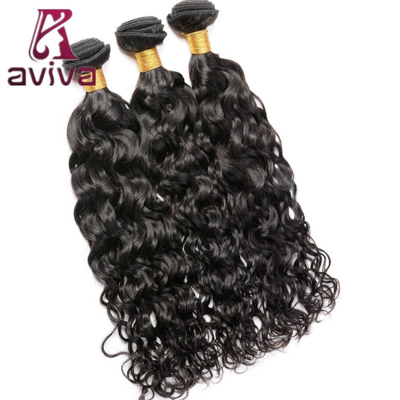 Peruvian Water Curly Virgin Hair Double Weft Human Hair Extension Natural Black