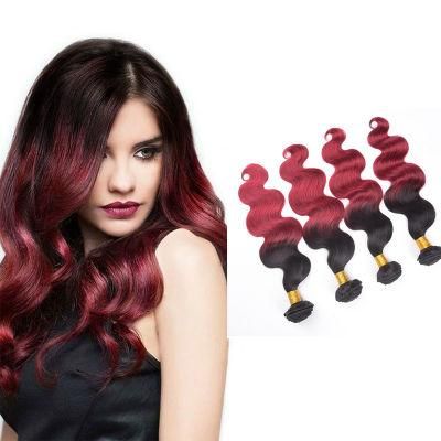 Ombre Virgin Brazilian Hair Bundles Body Wave 1b Burgundy Human Hair 4bundles T1b/Burg