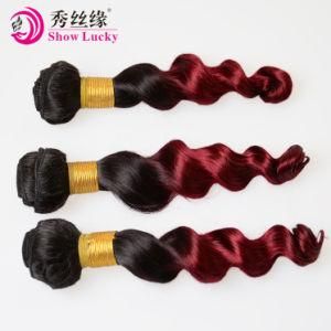 Wholesale Price Double Drawn Loose Wave Hair Virgin Peruvian Ombre 1b/Bug Burgundy 100% Human Hair