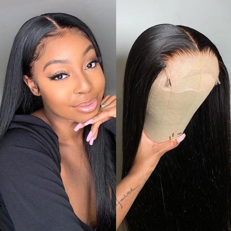 Black Straight Wig 150% Lace Front Human Hair Wigs for Women Brazilian Remy Hair Pre Plucked Lace Wig with Baby Hair 26 Inch
