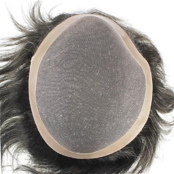 Lw640: Human Hair Fine Mono PU Coating Hairpiece for Men