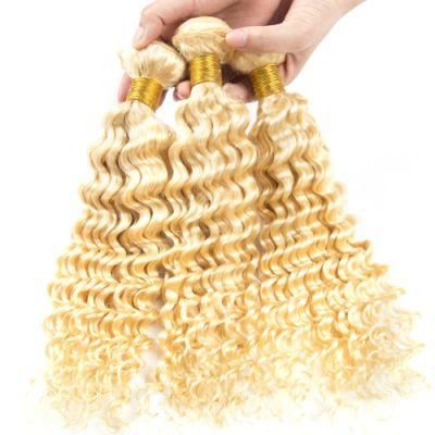 Wholesale Price Brazilian Blonde Human Hair Dyeable &amp; Bleachable Curly Bundles with Closure and Frontal