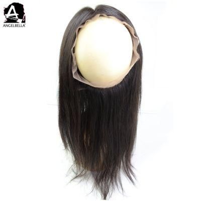 Angelbella 360 Lace Closure Toupee Silk Straight Full Density Best Virgin Human Hair Round Lace Frontal