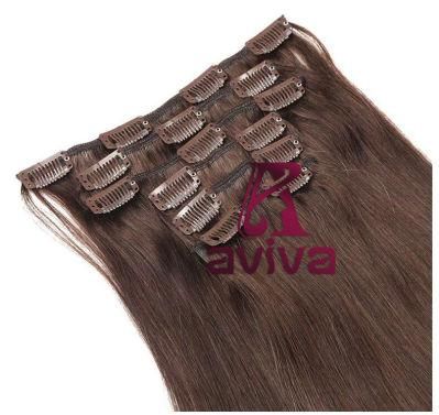 Full Head Clip in Human Hair Extension 14inch 110gram Virgin Hair Extension Brazilian Hair Extension Clip on Hair Extension (AV-CH05-16)