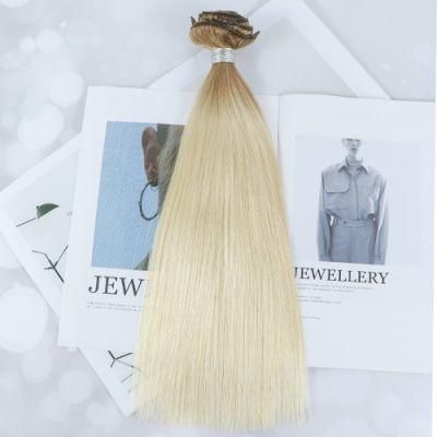 100% Human Double Drawn Thick Ends Cuticle Aligned Clip in Hair Extensions #T8/60
