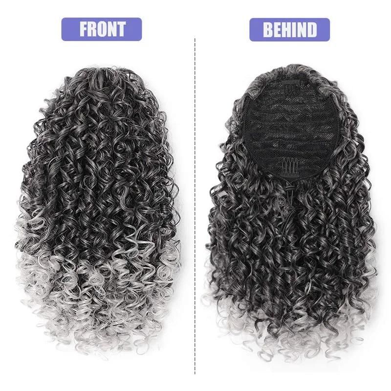 14inch Kinky Curly Synthetic Hair Extension Stretch Mesh Ponytail for Women