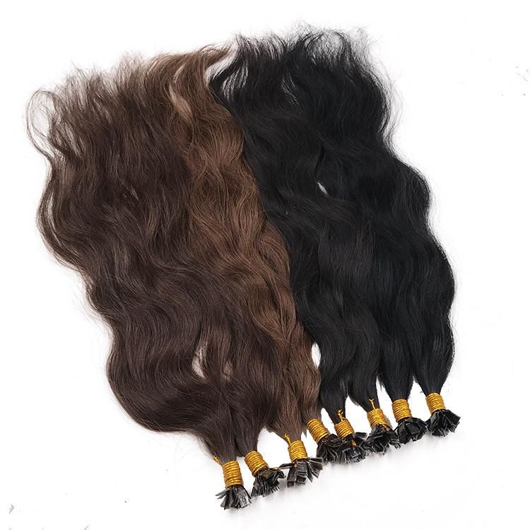 Raw Cuticle Aligned Human Hair Natural Wavy Flat Tip Hair Extensions