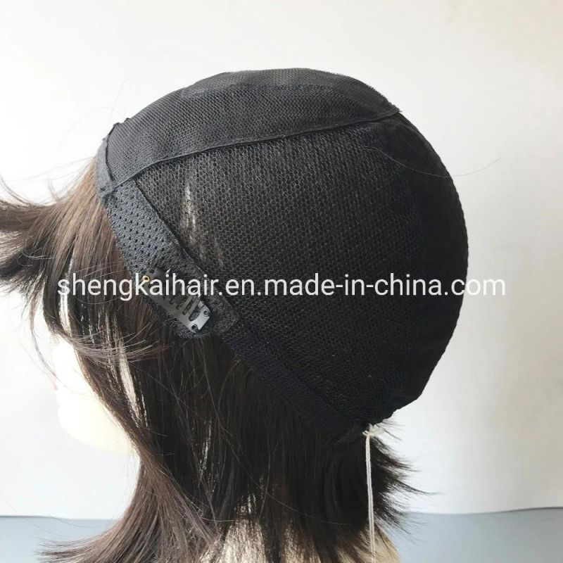 China Wholesale Good Quality Handtied Human Hair Long Black Straight Hair Wigs 566