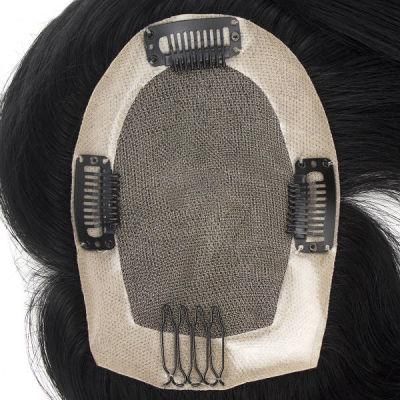 Mono Hairpiece with Npu All Around and Clips Human Hair Bang