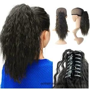 Beauty Human Curly Hair Ponytail African American Short Yaki Curly Ponytail Hair Extensions Wig with Clips