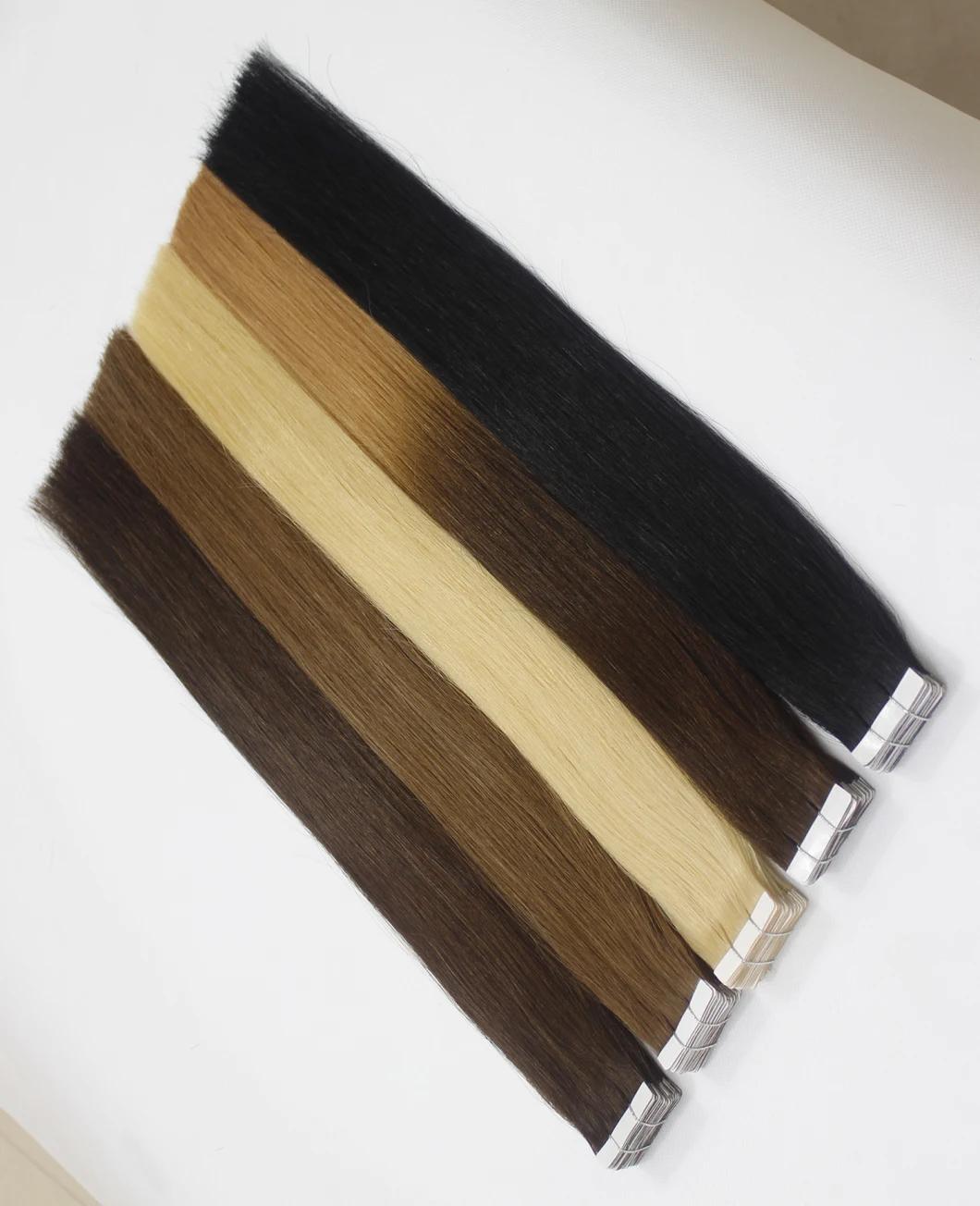 Tape in Extensions Brazilian Straight Human Hair Bundles 4/6/27/613/1b Color Remy Human Hair Extensions