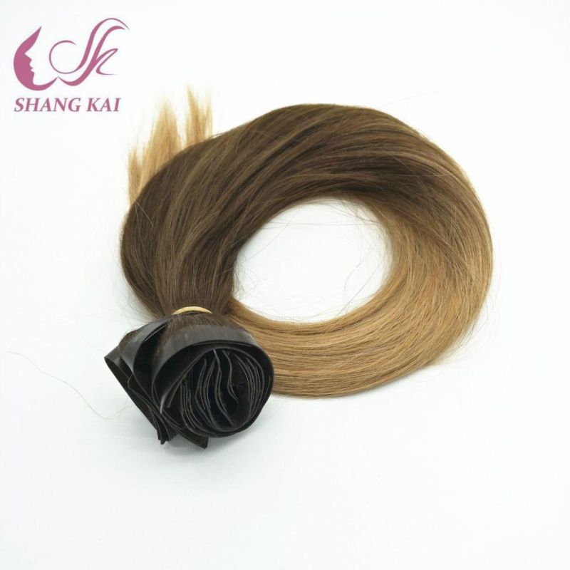 Wholesale 100% Natural Virgin Hair Seamless PU Brazilian Remy Clip in Hair Extension