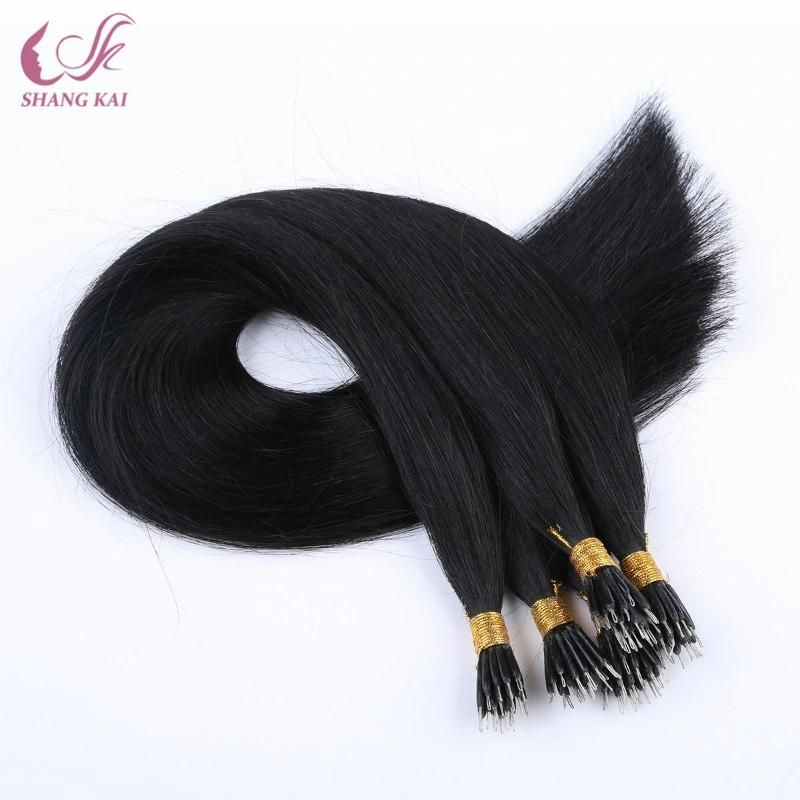 Brazilian Hair in China Natural Black Color Nano Ring Raw Virgin Indian Hair
