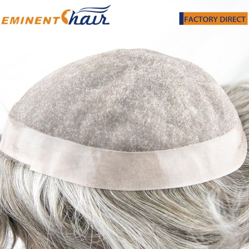 Fine Mono with Poly Perimeter Human Toupee Hairpiece for Men