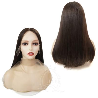 20inch (50cm) Best Quality Unprocessed Virgin Hair Dark Brown Natural Wig Lace Top Wig Swiss Lace Wig Lace Front Wigs for White Women