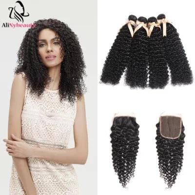 Unprocessed Virgin Brazilian Human Hair Jerry Curly Bundles with Closure