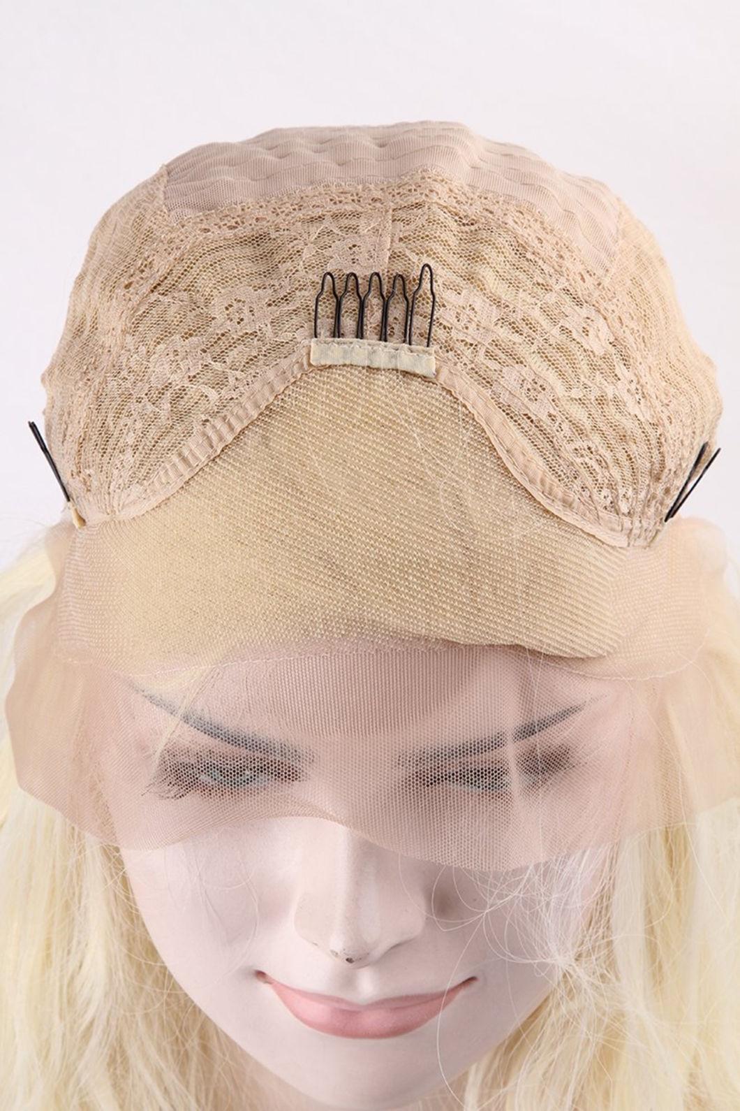 Lace Front Wig with Closure Women Short Platinum Blonde Wavy Lace Human Peruvian Hair Wigs for Woman 14 Inch
