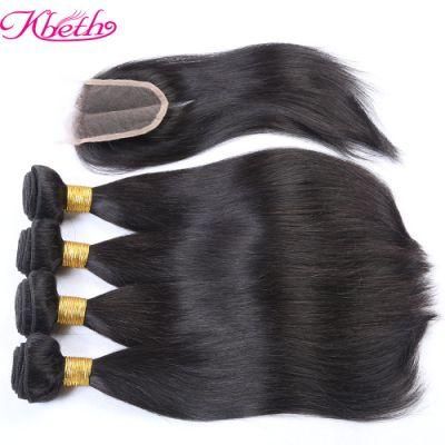 Kbeth Wholesale 8A Brazilian Mink Human Hair 3 Bundles with 12 Inch 4*4 Lace Closure Straight Body Wave Hair Weaving Price for Sale
