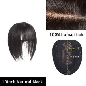 Viviabella Clip in Human Hair Toppers Seamless Hairpiece for Women Thick Silk Base Topper for Thicking Hair (10inch, 5.1&quot;*4.3&quot;Natural Black)