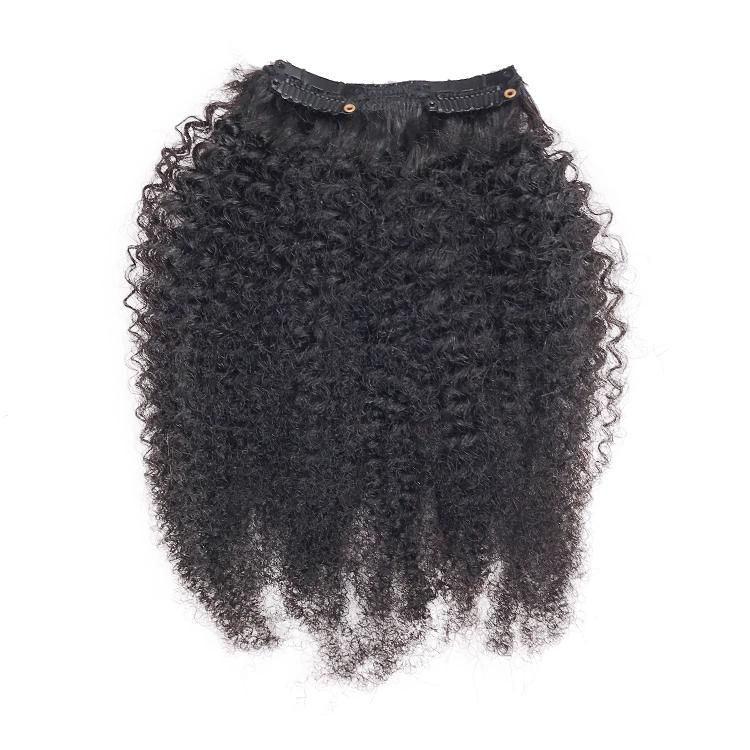 Afro 4c Curly Seamless Remy Indian Hair Clip in Hair Extensions 8PCS/Set