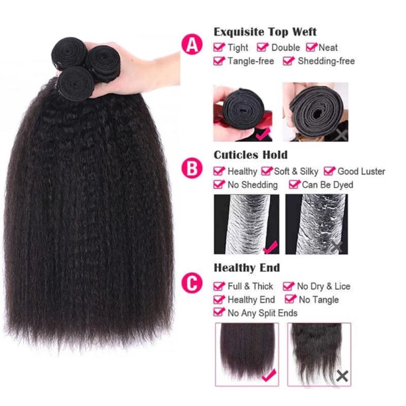 Peruvian Kinky Straight Hair Bundles Bundles 10-30 Inch 100% Human Hair Extensions Remy Hair Yaki Straight Bundles