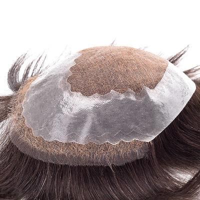 Custom Men&prime;s Luxury Toupee - Swiss and French Lace with PU - Best Quality Men&prime;s First Choice