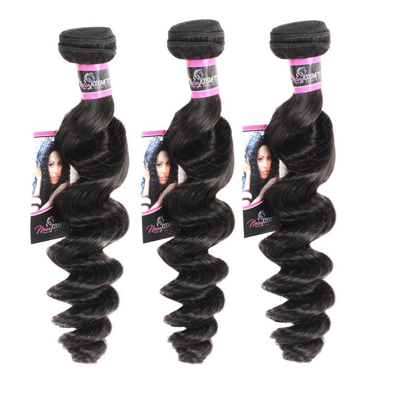 Shine Silk Hair Brazilian Loose Deep Wave 3 Bundles Human Hair Natural Color Remy Human Hair Weft Can Mix Any Length 10-26inch