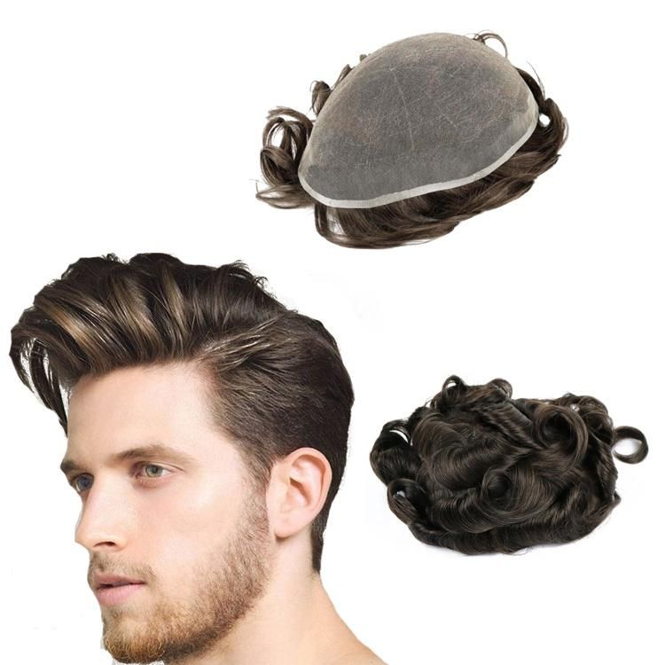 Kbeth Human Hair Wigs for White Man in Germans Breathable French Full Lace Men Toupee Replacement System Mens Toupees with Grey Hair Closure Wig