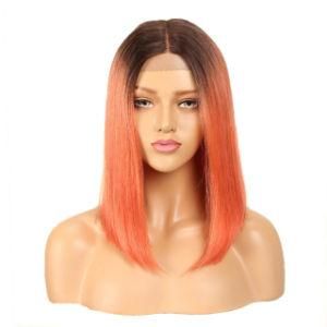 Wholesale 10A Brazilian Ombre 1b/Orange Human Hair Short Bob 13*4 Lace Front Wig