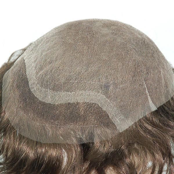French Lace with Swiss Lace Front Natural Toupee