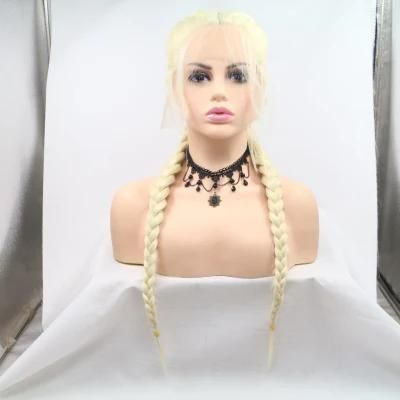 Blonde Braids Wig Braided Machine Wig Cornrows Braided Lace Frontal Wig with Baby Hair