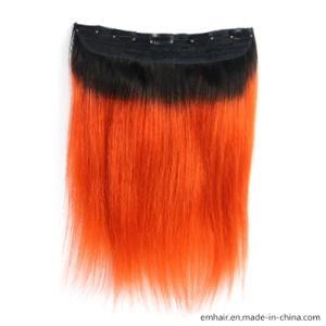 100% Natural Brazilian Human Hair Popular Tangle Free 1b/Orange Straight Clip in Hair Extension