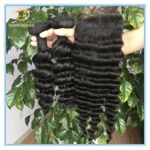 Top Quality Unprocessed Natural Black Deep Wave 8A Grade Peruvian Human Hair in Full Cuticle Cut From One Donor with Factory Price Wfp-048